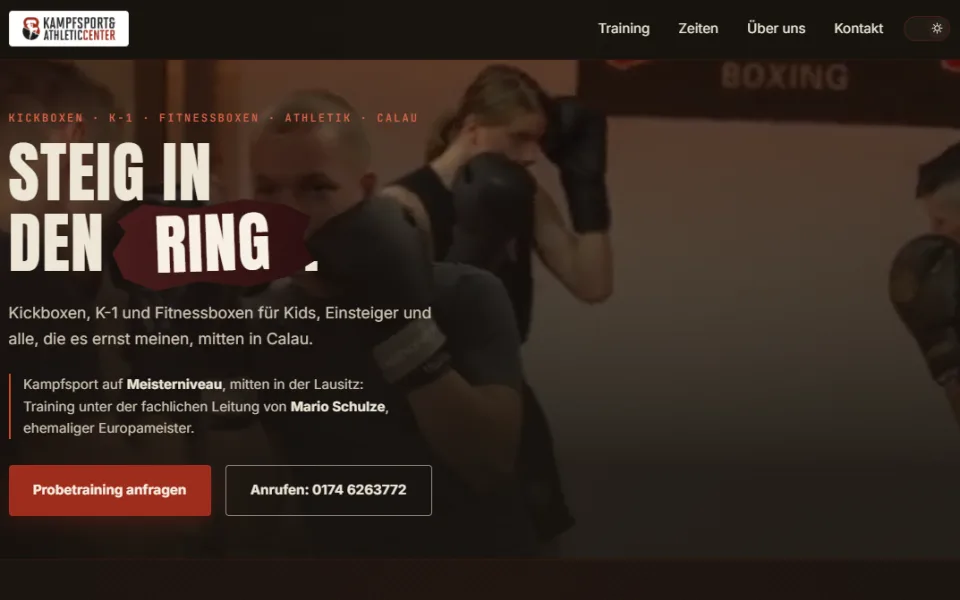 Startseite der Website von Website Remake: KAC-Calau.de